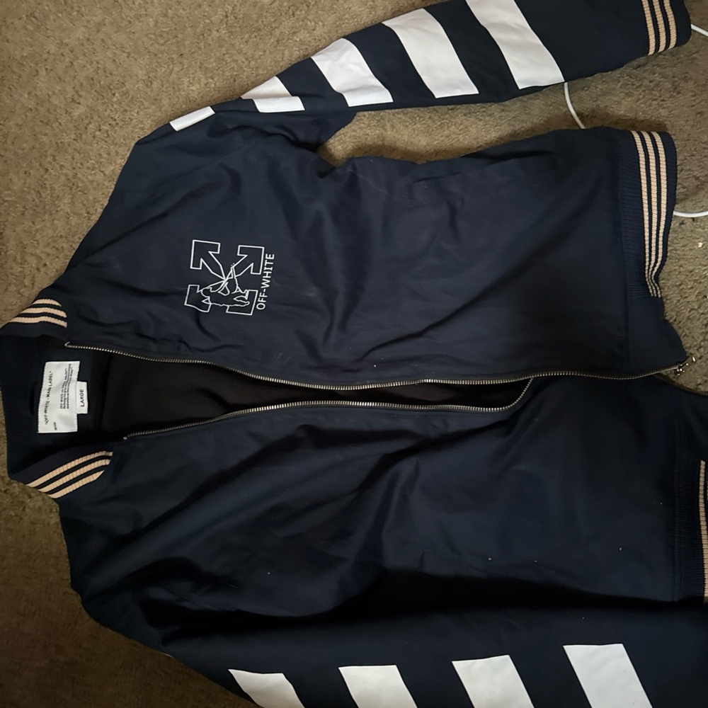Off-White Navy and White Bomber Jacket